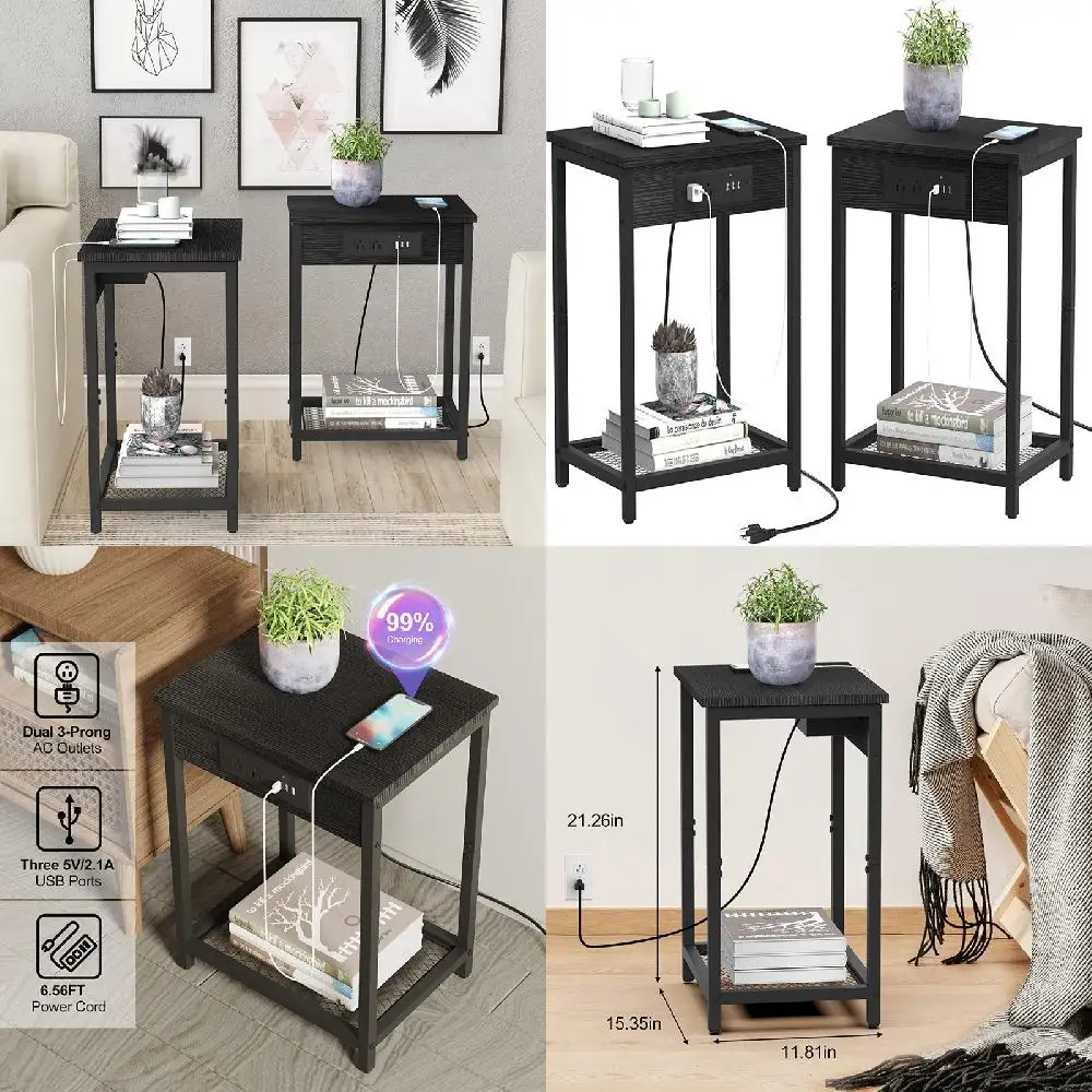Sturdy Black Set of 2 End Tables with Practical Charging Station – Smart Home Decor Solution
Sturdy Black Set of 2 End Tables with Practical Charging Station – Smart Home Decor Solution