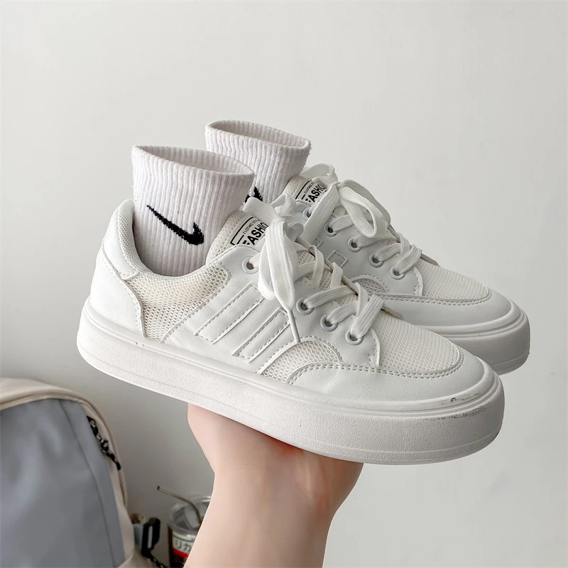 PU Leather Mesh Stitching White Shoes Summer All-match Breathable Low-top Women Sneakers New Lace-up Ladies Flat Vulcanize Shoes
PU Leather Mesh Stitching White Shoes Summer All-match Breathable Low-top Women Sneakers New Lace-up Ladies Flat Vulcanize Shoes