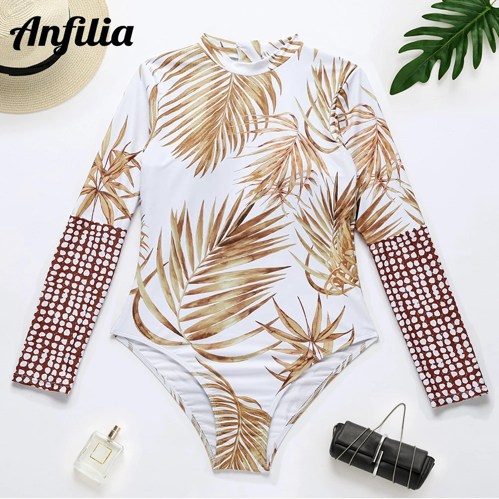 Anfilia Women's Long Sleeve One Piece Swimsuit Surf Suit Printed Plaid Splicing Wetsuit One-piece Rash Guard
Anfilia Women's Long Sleeve One Piece Swimsuit Surf Suit Printed Plaid Splicing Wetsuit One-piece Rash Guard