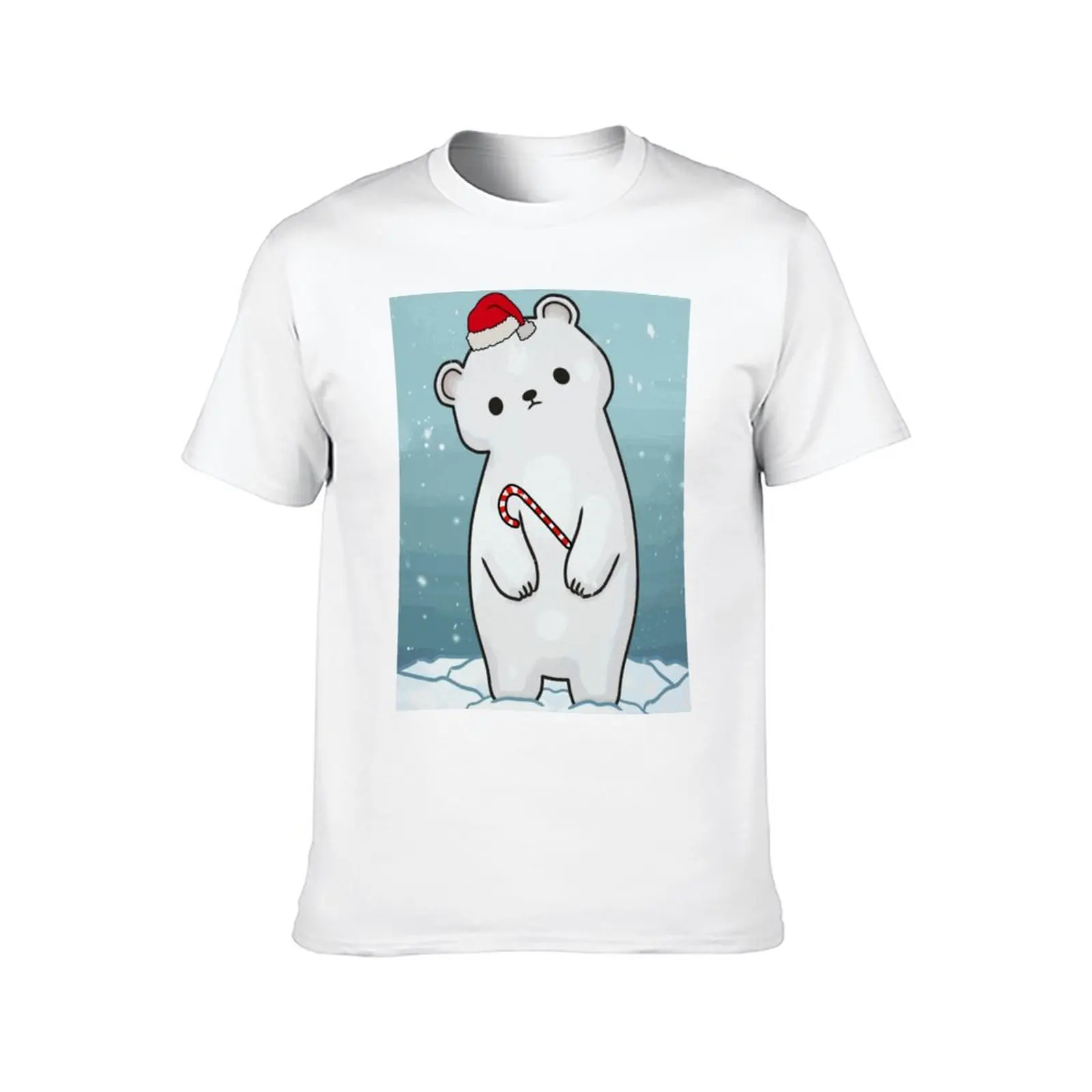 

Christmas Polar Bear T Shirt Kawaii Cute Manga Aesthetic Trending Cotton T-Shirt Round Neck Basic Tops Men Original Clothing