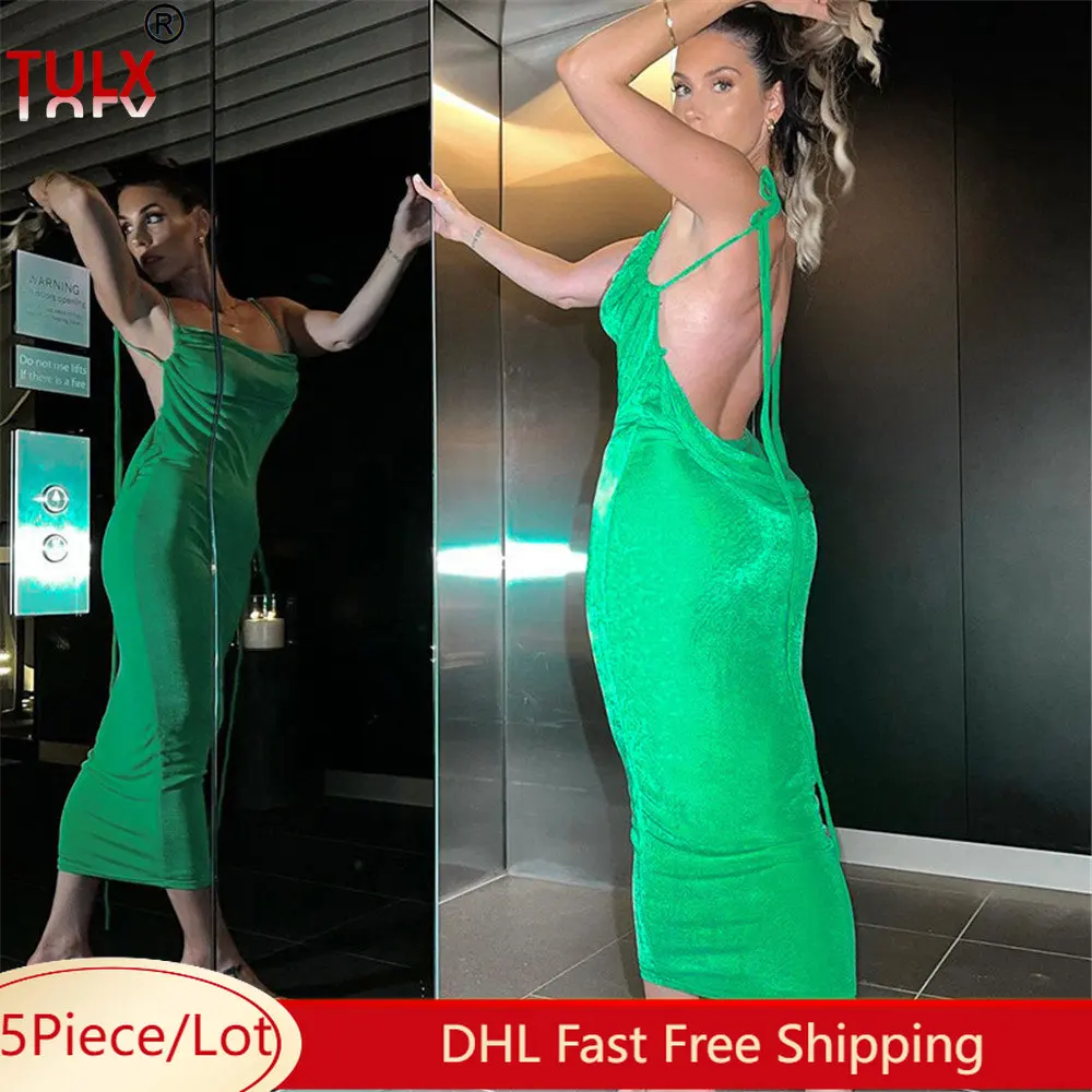 5 шт., женское платье на бретелях-спагетти, с открытой спиной
5 шт., женское платье на бретелях-спагетти, с открытой спиной