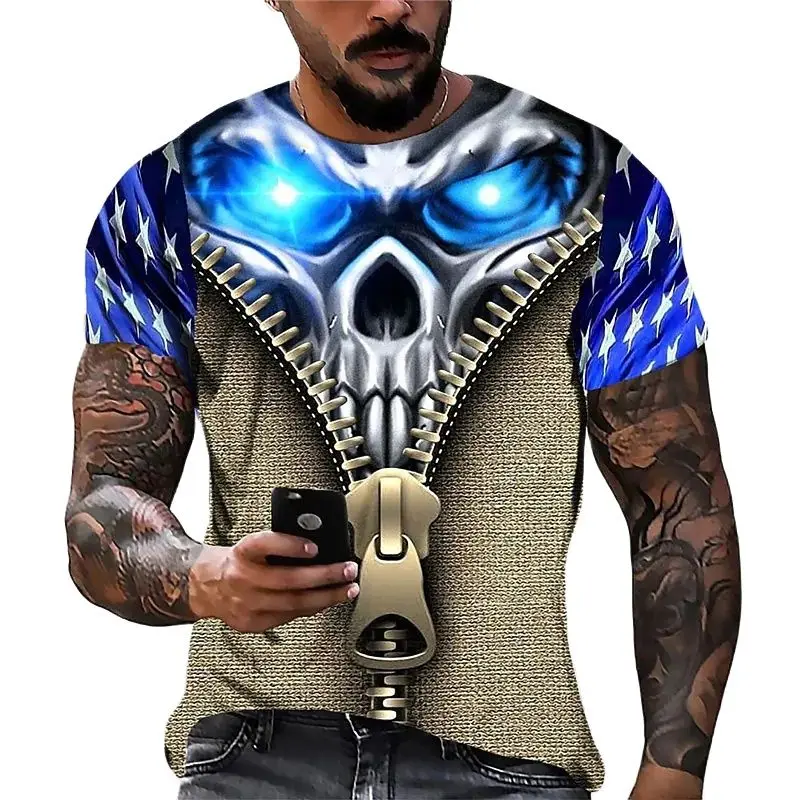 2022 new 3d printed skull t-shirt men's oversized short sleeved punk shirt men's skull t-shirt
2022 new 3d printed skull t-shirt men's oversized short sleeved punk shirt men's skull t-shirt