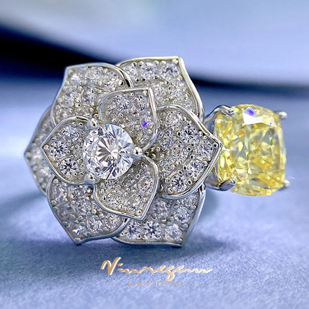 Vinregem 18K White Gold 8*8MM Lab Citrine Sapphire Gemstone Romantic Flower Ring For Women 925 Sterling Silver Wedding Jewelry
Vinregem 18K White Gold 8*8MM Lab Citrine Sapphire Gemstone Romantic Flower Ring For Women 925 Sterling Silver Wedding Jewelry