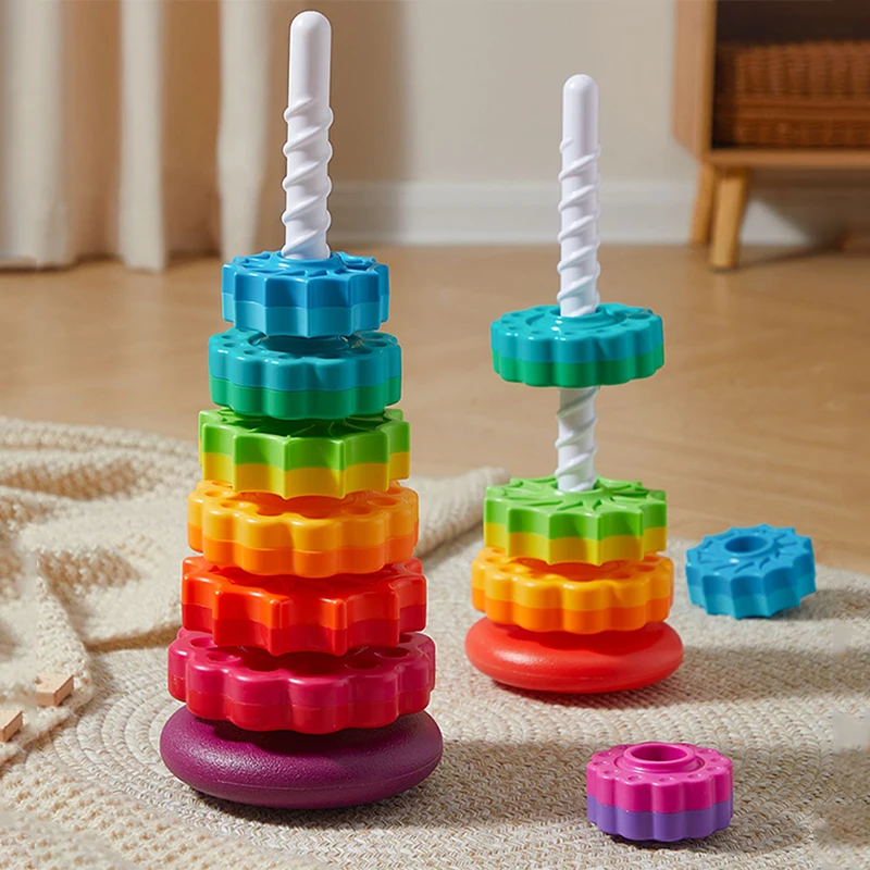 Baby Stacking Toy Rainbow Rolling Spin Building Blocks Tower Fine Motor Sensory Set Montessori Development Games For Toddlers
Baby Stacking Toy Rainbow Rolling Spin Building Blocks Tower Fine Motor Sensory Set Montessori Development Games For Toddlers