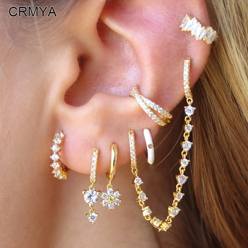 CRMYA Gold Plated Hoop Dangle Chain Earring For Women Vintage CZ Zircon Piercing Women's Earrings Set 2023 Jewelry Wholesale
CRMYA Gold Plated Hoop Dangle Chain Earring For Women Vintage CZ Zircon Piercing Women's Earrings Set 2023 Jewelry Wholesale