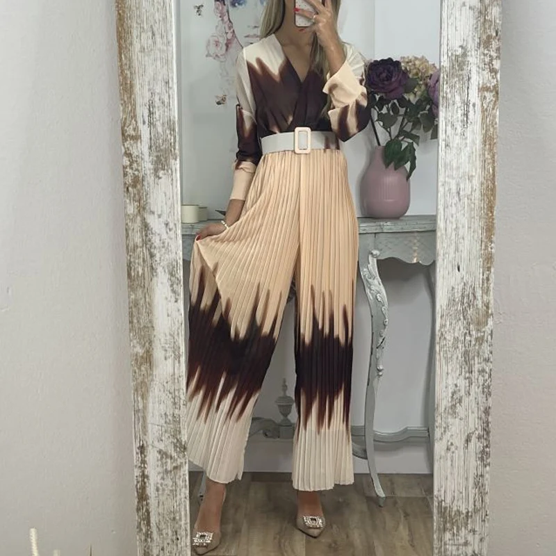 Женский элегантный комбинезон с длинным рукавом, повседневный свободный плиссированный комбинезон с широкими штанинами и V-образным вырезом
Женский элегантный комбинезон с длинным рукавом, повседневный свободный плиссированный комбинезон с широкими штанинами и V-образным вырезом