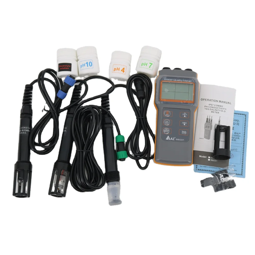New Version AZ86031 Combo Water Quality Tester PH Conductivity TDS Salinity and Dissolved Oxygen Meter
New Version AZ86031 Combo Water Quality Tester PH Conductivity TDS Salinity and Dissolved Oxygen Meter