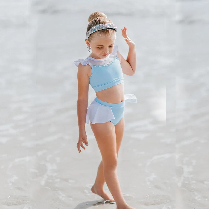 

SALE! Princess Swimsuit for Girls Age 4-6-8 Yrs Summer Beach Swimwear Elsa Anna Long Hair Jasmine Dresses Pool Party Bodysuit