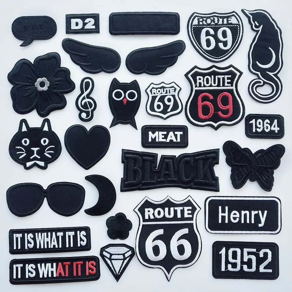 Fashion Stickers black and white Embroidery Patches for Clothes Backpack Iron On Patch Embroidered Patchs Badge Appliques Jeans
Fashion Stickers black and white Embroidery Patches for Clothes Backpack Iron On Patch Embroidered Patchs Badge Appliques Jeans