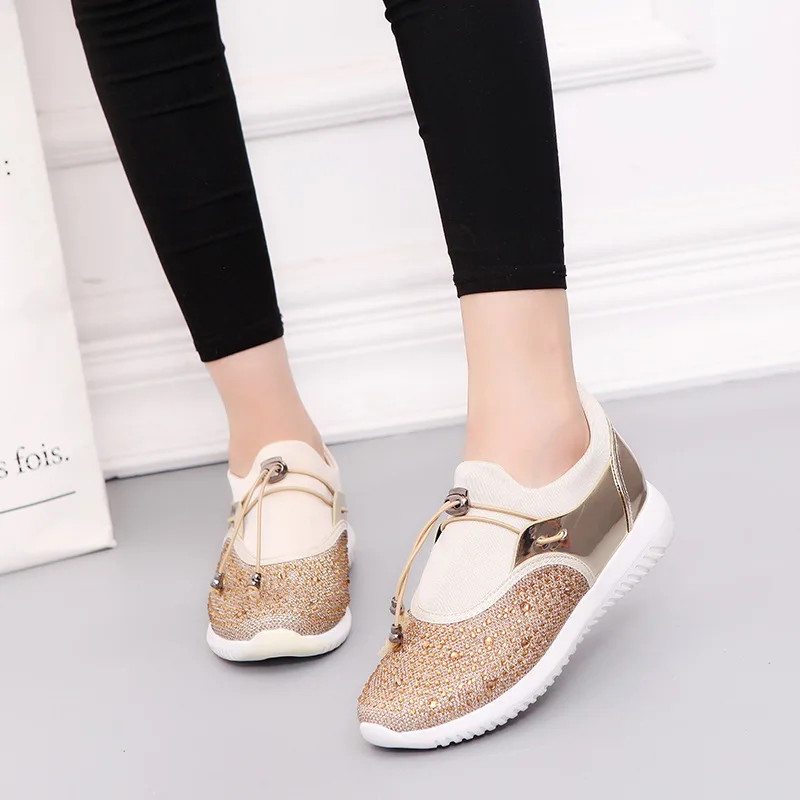 Fashion Shiny Rhinestone Slip On Sneakers Women Lace Up Glitter Shining Flat Vulcanized Shoes Sport Casual Ladies Platform Shoes
Fashion Shiny Rhinestone Slip On Sneakers Women Lace Up Glitter Shining Flat Vulcanized Shoes Sport Casual Ladies Platform Shoes