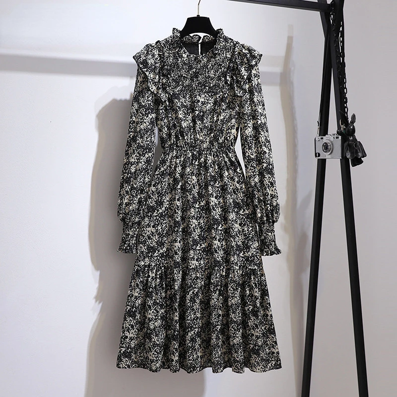 Plus Size Office Ladies Elegant Long Sleeve Print Chiffon Dresses Autumn Ruffle Patchwork Vintage High Waist A-line Midi Vestido
Plus Size Office Ladies Elegant Long Sleeve Print Chiffon Dresses Autumn Ruffle Patchwork Vintage High Waist A-line Midi Vestido