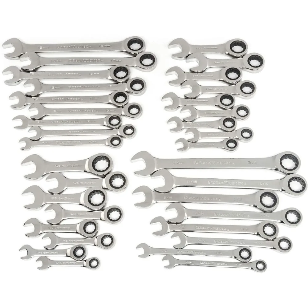 34 Pc. Standard & Stubby Ratcheting Wrench Set, SAE & Metric - 85034 
34 Pc. Standard & Stubby Ratcheting Wrench Set, SAE & Metric - 85034
