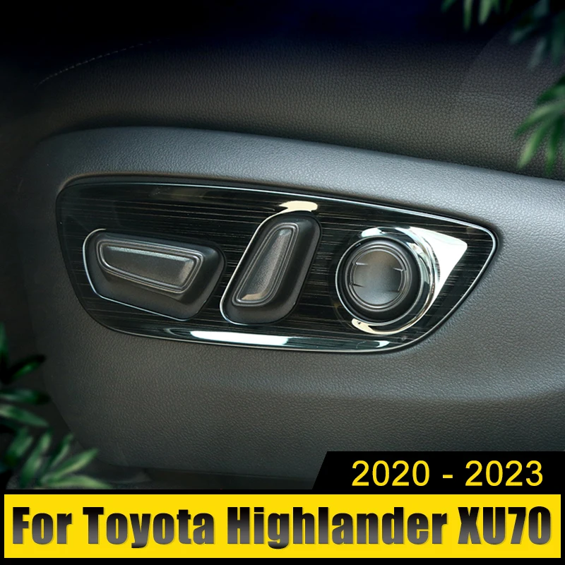 

For Toyota Highlander XU70 2020 2021 2022 2023 Hybrid Stainless Car Seat Adjustment Switch Knob Panel Trim Covers Accessories