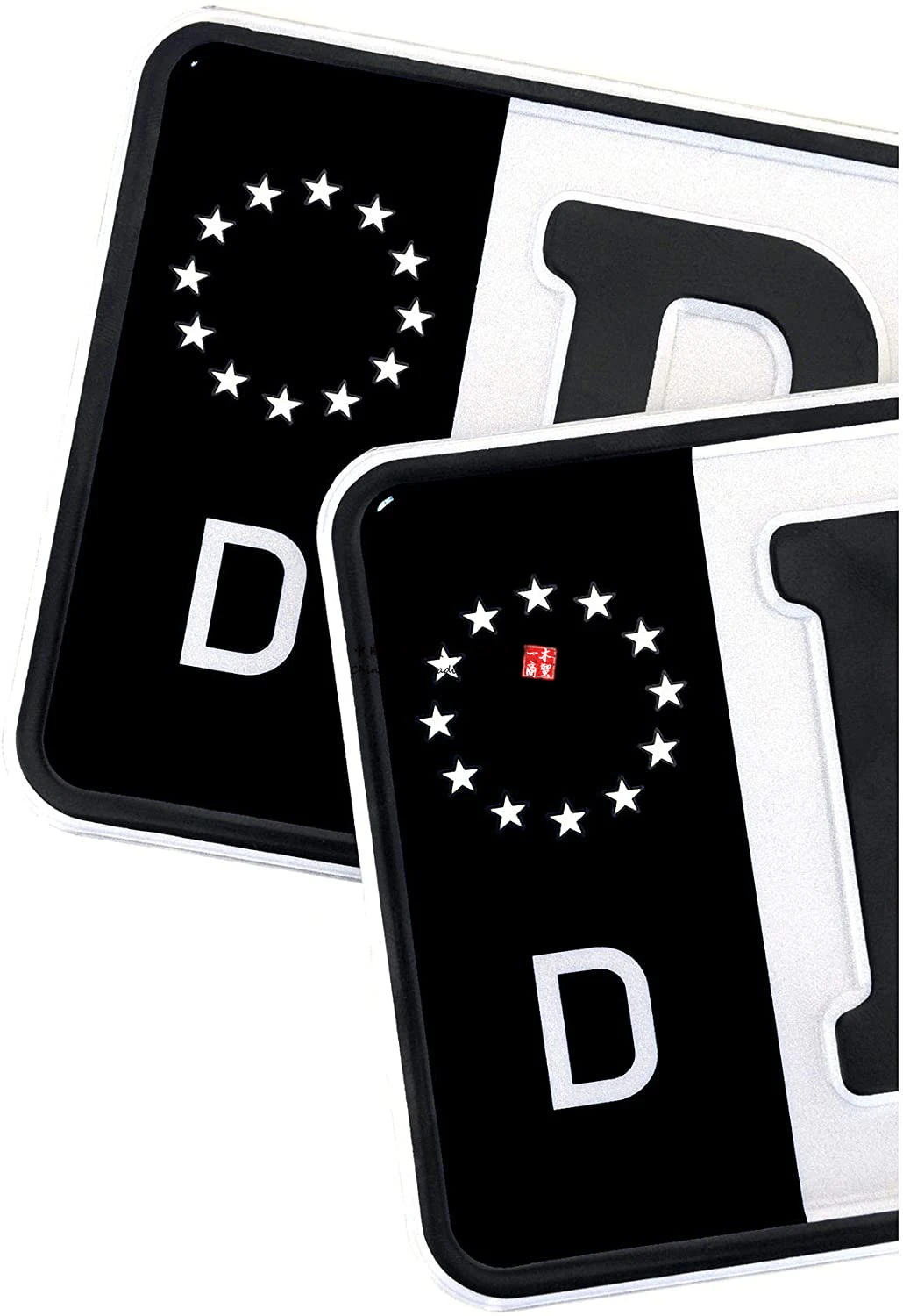 2 x табличка с номером черная наклейка D E F GB NL PL DK CZ SK EU полевая пленка черный