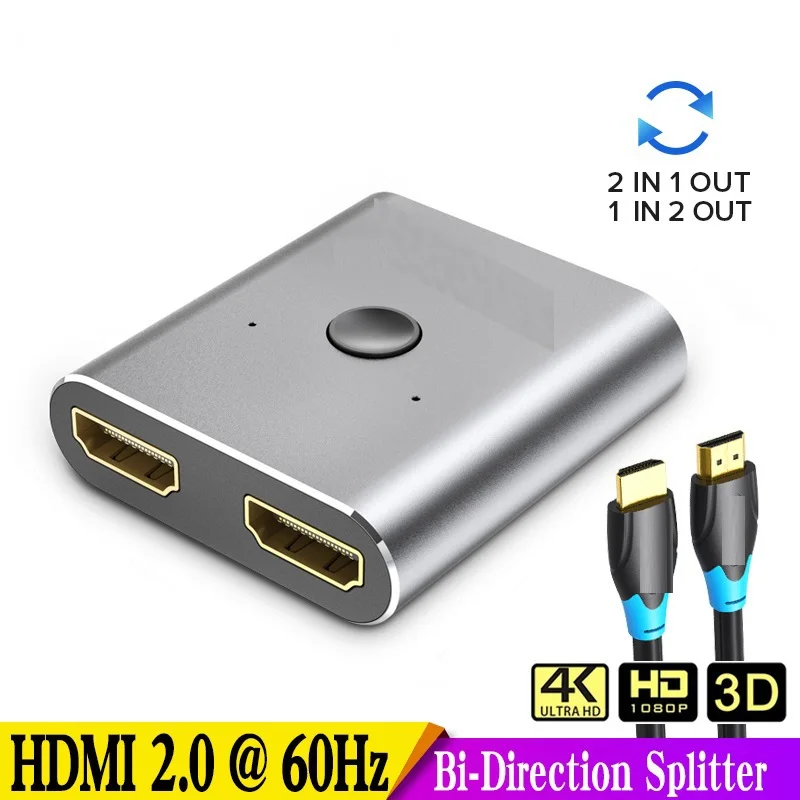 Двунаправленный переключатель 4K HDMI с 2 портами, 1x2/2x1, сплиттер HDMI, порты Sup, Ultra HD 4K 1080P 3D HDR HDCP для PS4, Xbox, HDTV 
Двунаправленный переключатель 4K HDMI с 2 портами, 1x2/2x1, сплиттер HDMI, порты Sup, Ultra HD 4K 1080P 3D HDR HDCP для PS4, Xbox, HDTV