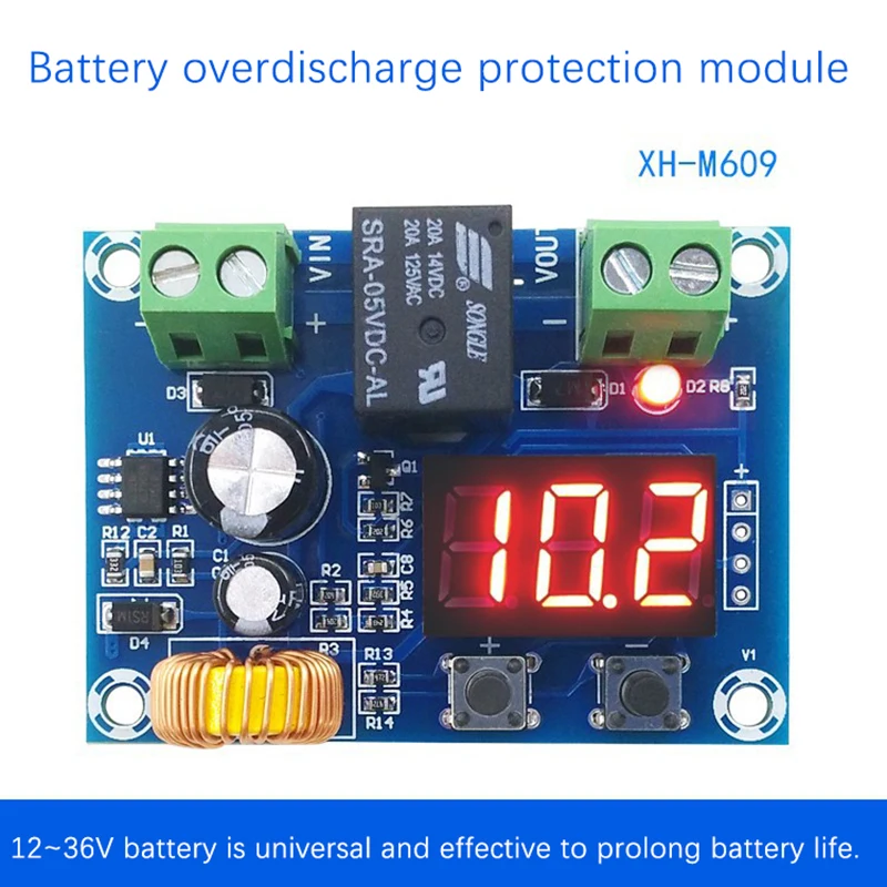 XH-M609 DC Voltage Protection Module Lithium Battery Undervoltage Loss Low Battery Disconnect Output 12-36V
XH-M609 DC Voltage Protection Module Lithium Battery Undervoltage Loss Low Battery Disconnect Output 12-36V