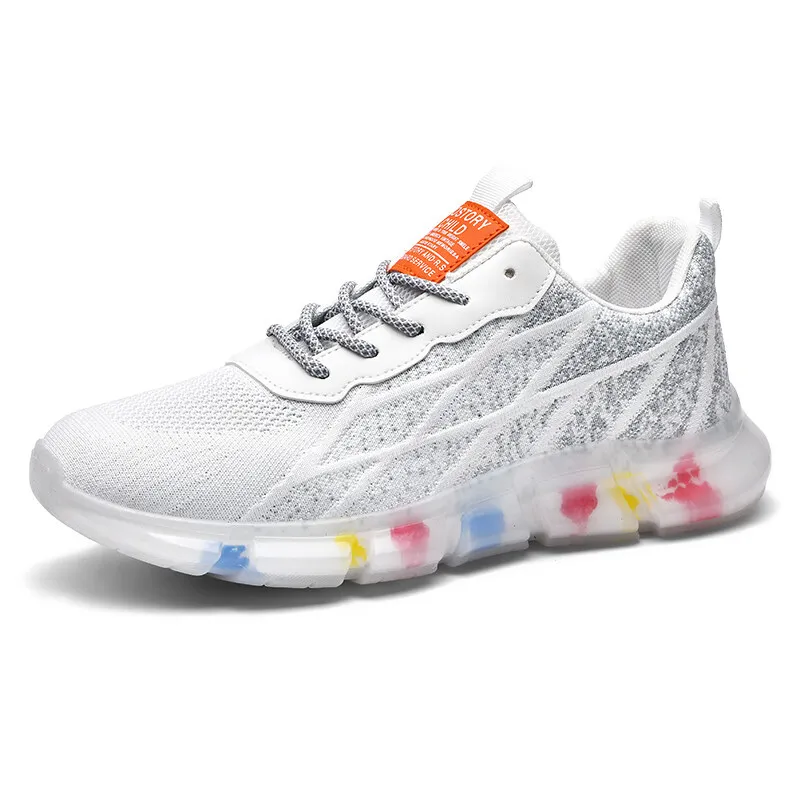 Кроссовки мужские из дышащей сетчатой ткани, с радужным низом
Кроссовки мужские из дышащей сетчатой ткани, с радужным низом