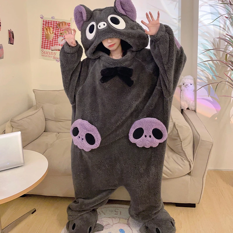 Funny Winter Thicken Onesie For Women Sleepwear Men Kawaii Bat Pajamas Soft Hooded Jumpsuits Home Wear Pijamas One-piece
Funny Winter Thicken Onesie For Women Sleepwear Men Kawaii Bat Pajamas Soft Hooded Jumpsuits Home Wear Pijamas One-piece