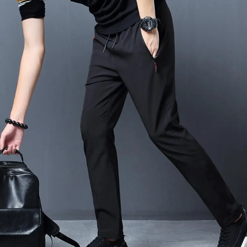 Stylish Men Pants Long Men Trousers Stretchy Drawstring Zipper Pockets Thin Pants Skin-friendly
Stylish Men Pants Long Men Trousers Stretchy Drawstring Zipper Pockets Thin Pants Skin-friendly