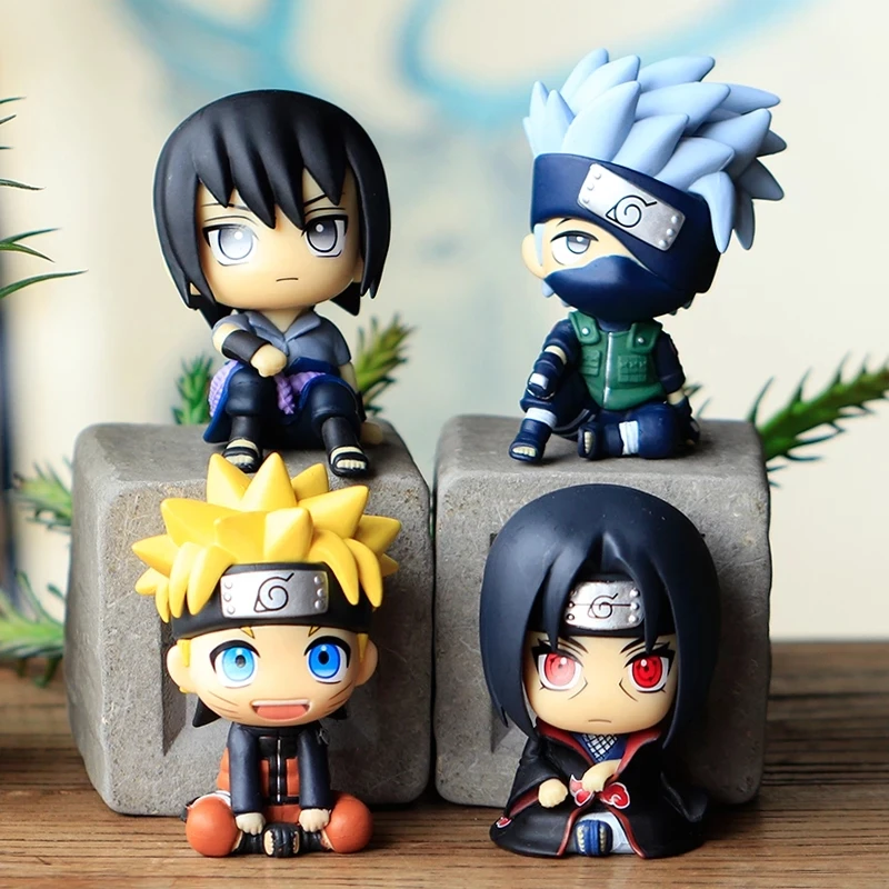 

Four Suits 8cm Anime Naruto Doll Uzumaki Naruto Kakashi Uchiha Sasuke Itachi Cute Toy Q Character Decoration Car PVC Model Fi