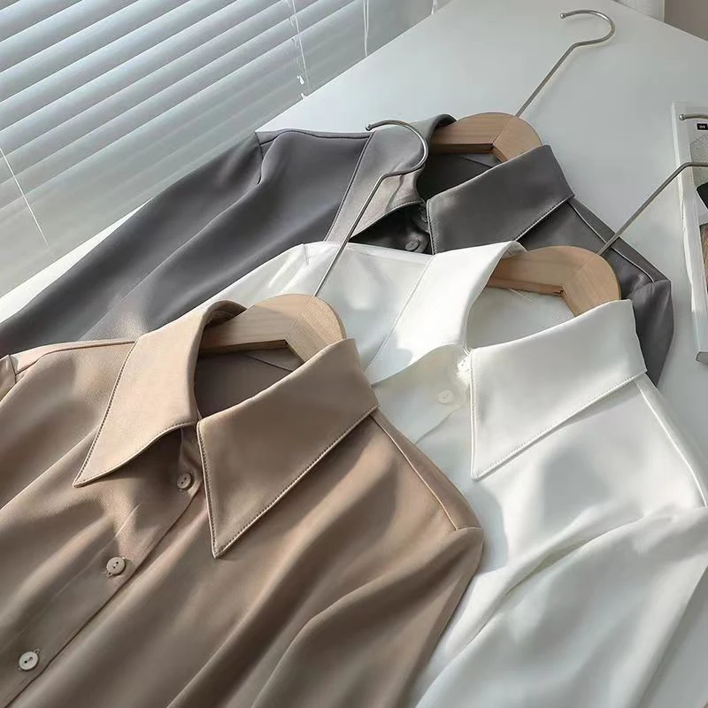 Spring New White Satin Women'S Large Collar Premium Chiffon Long Sleeve Shirt Summer Fashion Versatile Loose Top
Spring New White Satin Women'S Large Collar Premium Chiffon Long Sleeve Shirt Summer Fashion Versatile Loose Top