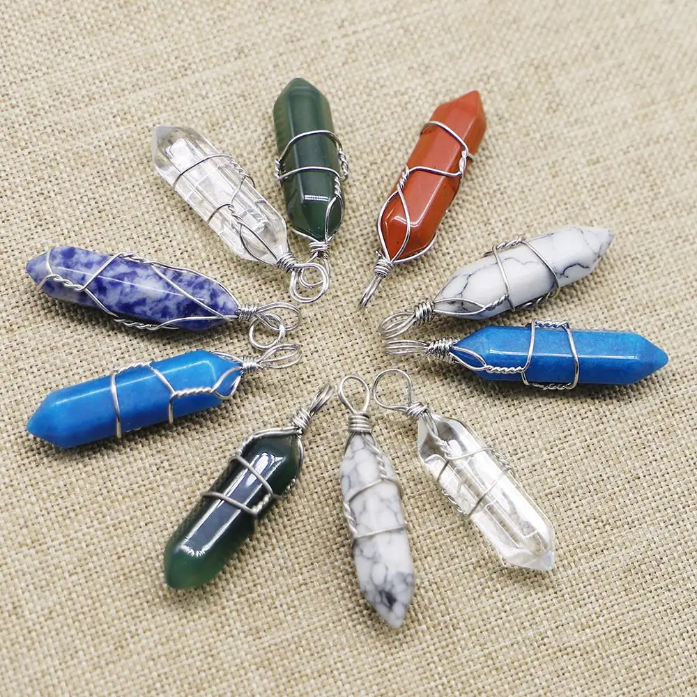 Natural Stone Crystal Pillar Hexagonal Point Pendant Necklaces Quartz Silver Wire Winding Column Charm Jewelry Making Accessorie
Natural Stone Crystal Pillar Hexagonal Point Pendant Necklaces Quartz Silver Wire Winding Column Charm Jewelry Making Accessorie