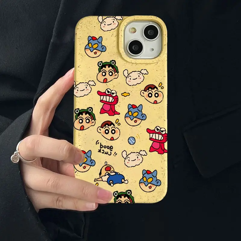 

Kawaii Crayon Shin-Chan Anime Figure 2023 The New Iphone 12/13/14 Promax Phone Case Anti-Fall Degradable Material Digital Around