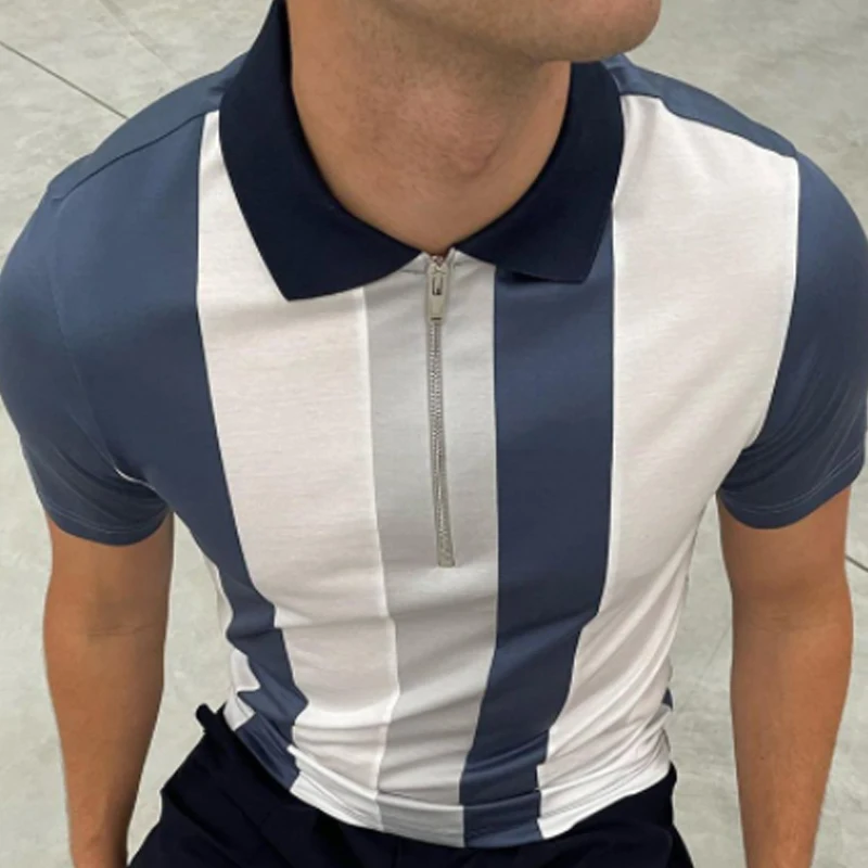 Knit top summer casual men's retro striped short-sleeved slim Polo shirt men's button lapel Polo shirt fashion
Knit top summer casual men's retro striped short-sleeved slim Polo shirt men's button lapel Polo shirt fashion