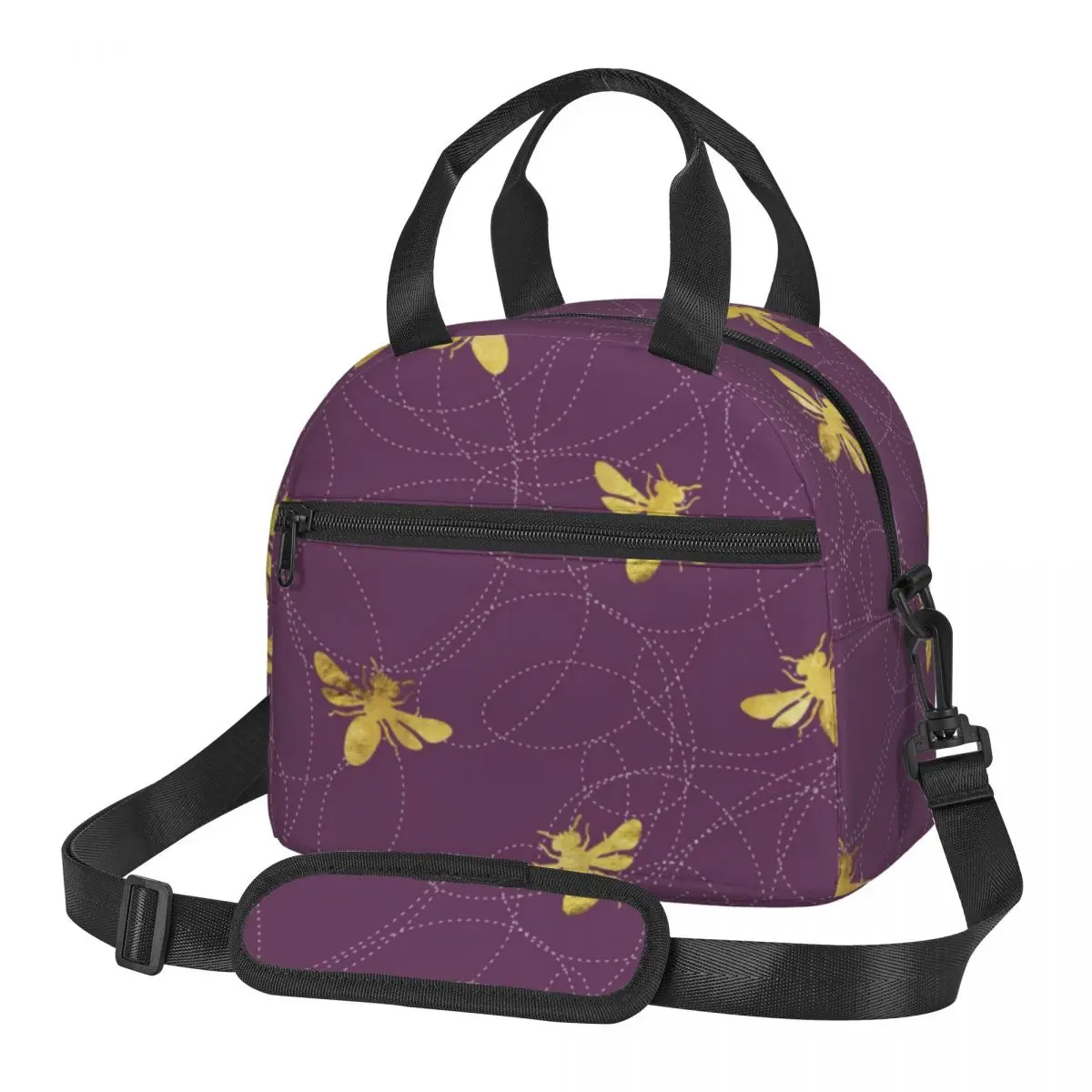 Gold Bees Lunch Bag with Handle Animal Honeybee Print Beautiful Cooler Bag Clutch Work Food Thermal Bag
Gold Bees Lunch Bag with Handle Animal Honeybee Print Beautiful Cooler Bag Clutch Work Food Thermal Bag