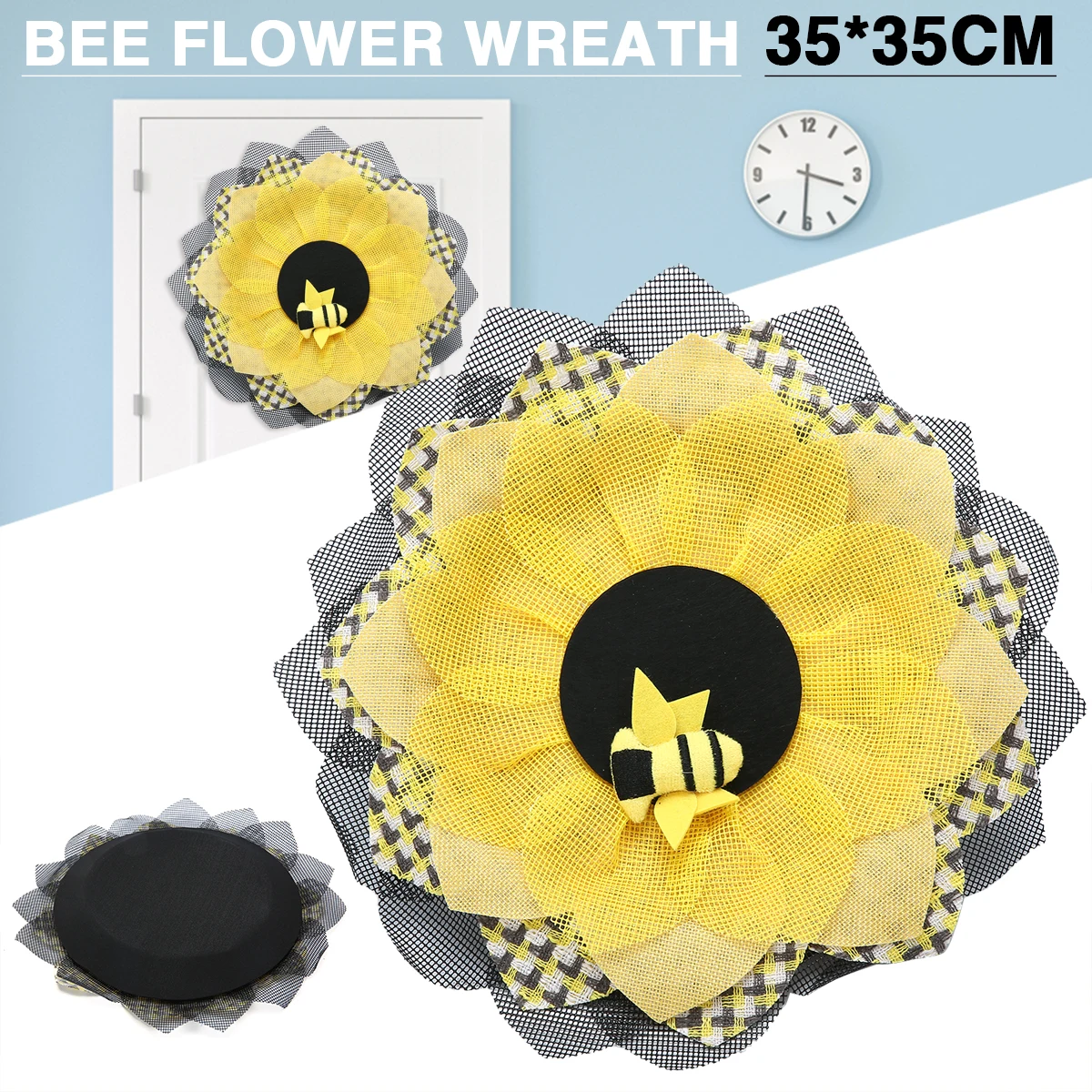 35*35cm Bee Artificial Flower Wreath for Front Door Wall Window Hanging Decor Spring Summer Home Party Decoration
35*35cm Bee Artificial Flower Wreath for Front Door Wall Window Hanging Decor Spring Summer Home Party Decoration