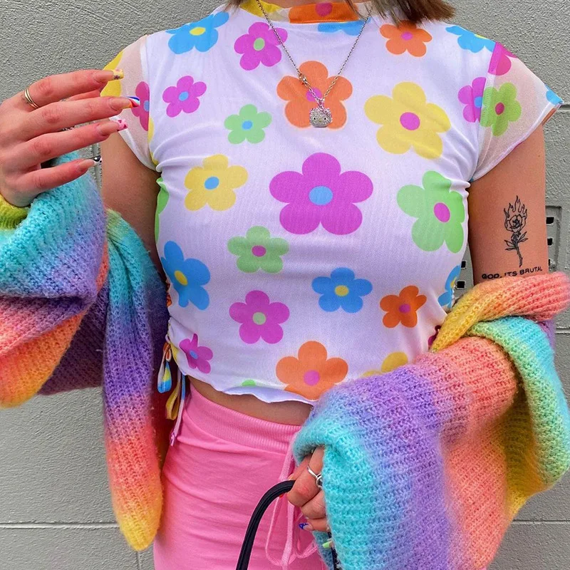 WeiYao Ruched Lace Up Floral Printed T Shirt Women Mesh Cute Y2K Tshirt Aesthetic Fairycore Crop Tee Shirt Graphic Harajuku
WeiYao Ruched Lace Up Floral Printed T Shirt Women Mesh Cute Y2K Tshirt Aesthetic Fairycore Crop Tee Shirt Graphic Harajuku