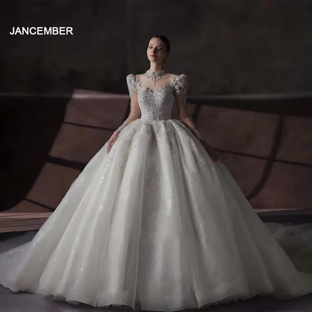 Jancember Изысканные платья-сюрприз для женщин 2024 халат из органзы с круглым вырезом