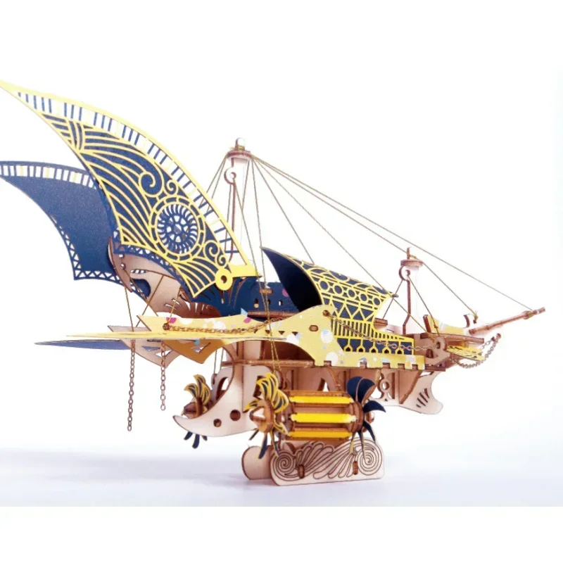 

DIY Steampunk Fantasy Epic Style Spaceship 3D Wooden Puzzle Toy Model Building Block Kits Assembly Jigsaw Toy Gift for Kids