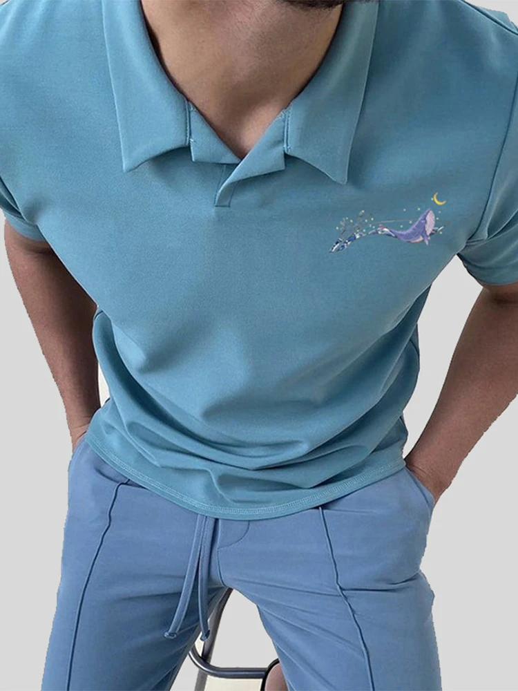 Solid Slim Fit Summer All Match Street Shirts Turn Down Collar T Shirts Fashion Whale Moons Printed Short Sleeve Pullover Shirts
Solid Slim Fit Summer All Match Street Shirts Turn Down Collar T Shirts Fashion Whale Moons Printed Short Sleeve Pullover Shirts