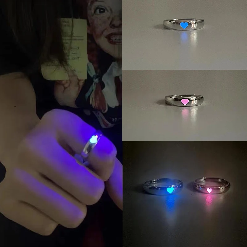 Kiss Jewelry Women Men Couples Luminous Rings Love Heart Shape Glow In Dark Adjustable Finger Ring Pink Blue Light Lover Gift
Kiss Jewelry Women Men Couples Luminous Rings Love Heart Shape Glow In Dark Adjustable Finger Ring Pink Blue Light Lover Gift