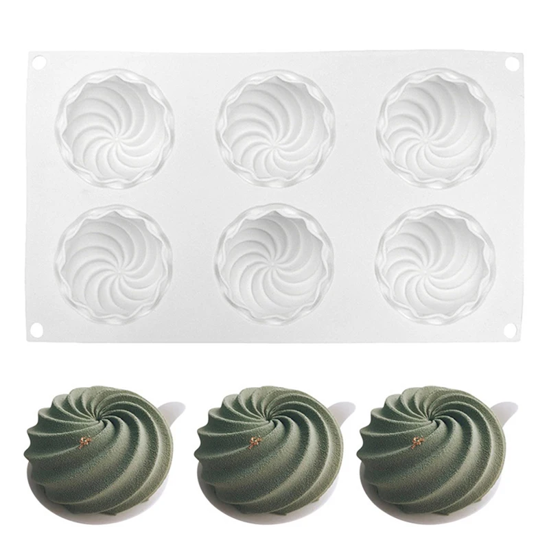 1Pc 6-Cavity Silicone Cyclone Round Spiral Mousse Mold Cake Baking Mold Donut Biscuits Mold Kitchen Cake Decorating Tool
1Pc 6-Cavity Silicone Cyclone Round Spiral Mousse Mold Cake Baking Mold Donut Biscuits Mold Kitchen Cake Decorating Tool