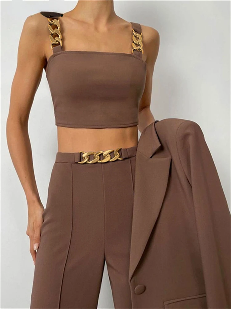 Cutenew Elegant Simple Solid Two Pieces Sets Women Sleeveless Crop Tops+High Waist Straight Pants Matching Lady High Street Suit
Cutenew Elegant Simple Solid Two Pieces Sets Women Sleeveless Crop Tops+High Waist Straight Pants Matching Lady High Street Suit