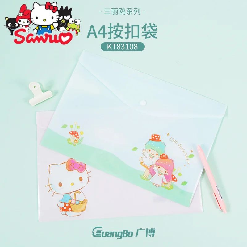 

Sanrio Melody Kuromi Hello Kitty Cinnamoroll Pochacco File Bag A4 KT Cat Snap Bag Folder Student Information Bag Exam Paper Bag