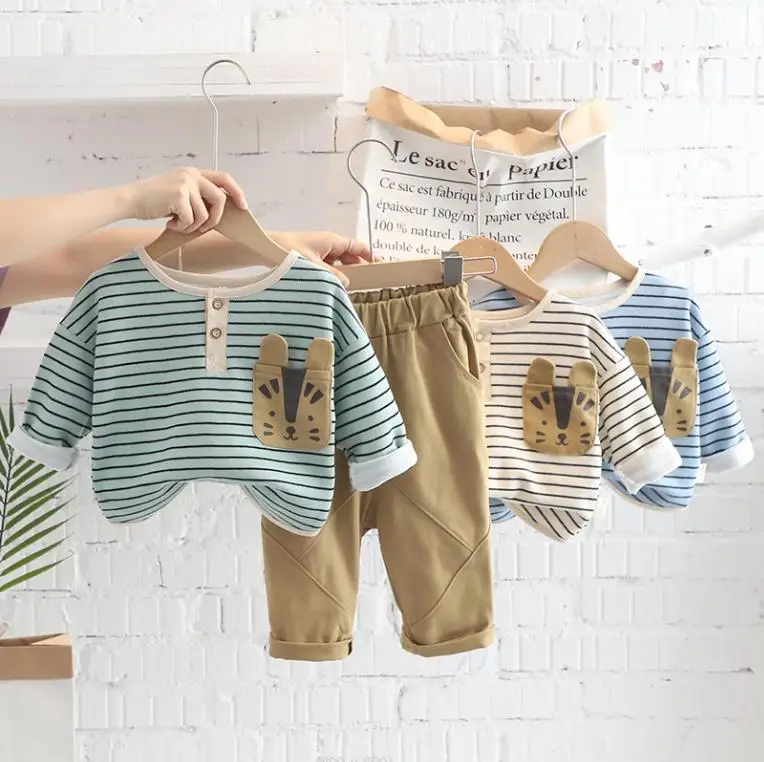 Spring Autumn Baby Boy Clothes Outfits Cartoon striped tiger long sleeve shirts tops+pants 2pcs Toddler infant kids tracksuits
Spring Autumn Baby Boy Clothes Outfits Cartoon striped tiger long sleeve shirts tops+pants 2pcs Toddler infant kids tracksuits
