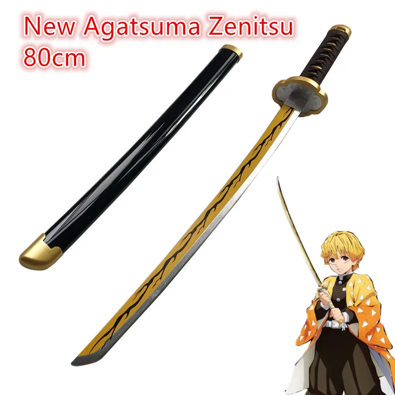 

1:1 Kimetsu no Yaiba Sword Weapon Demon Slayer new Agatsuma Zenitsu Cosplay Sword Ninja Knife Anime wood Weapon Prop