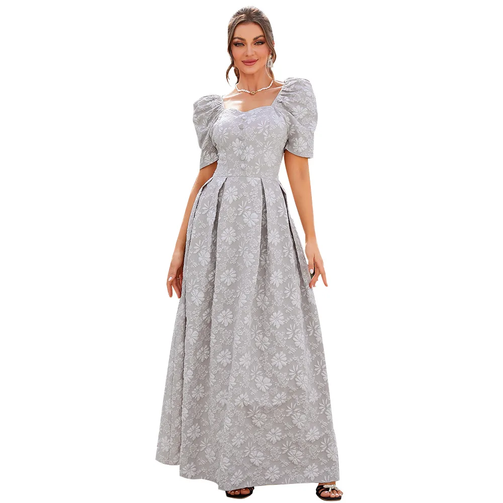 Summer Floral Jacquard Dress Women Square Collar Dress Girls Short Sleeve Puff Sleeve Even Dress Wedding Party Formal Dress
Summer Floral Jacquard Dress Women Square Collar Dress Girls Short Sleeve Puff Sleeve Even Dress Wedding Party Formal Dress
