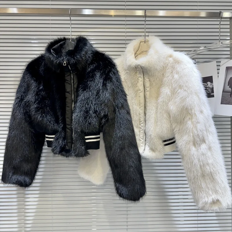 

Зимняя новая коллекция PREPOMP, пальто на молнии с воротником-стойкой, из экологически чистого искусственного меха, с тонкой талией и хлопковой подкладкой, теплая Женская куртка GM349