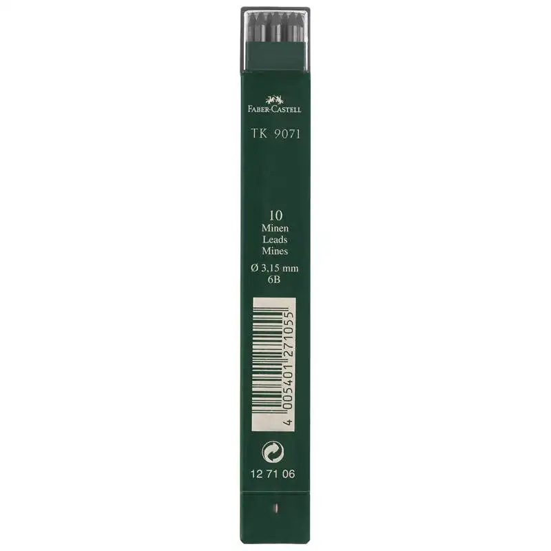 Грифели для цанговых карандашей Faber Castell &quotTK 9071" 10шт. 3 15мм 6B (арт.