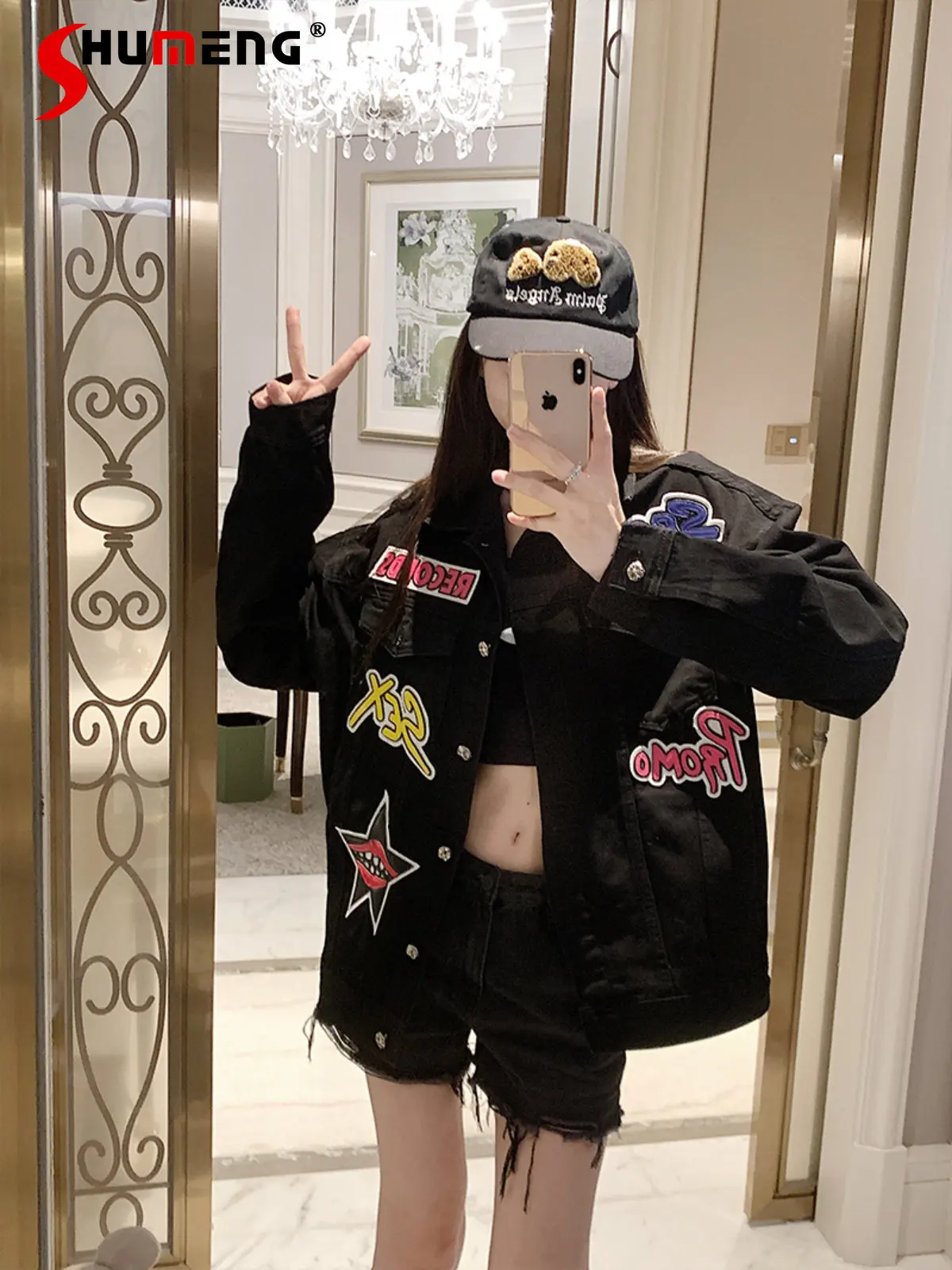 Fashion Streetwear Black Graffiti Denim Jacket Women 2022 Fall Winter High-Grade Trendy Elegant Mid-Length Loose Outerwear&coat
Fashion Streetwear Black Graffiti Denim Jacket Women 2022 Fall Winter High-Grade Trendy Elegant Mid-Length Loose Outerwear&coat
