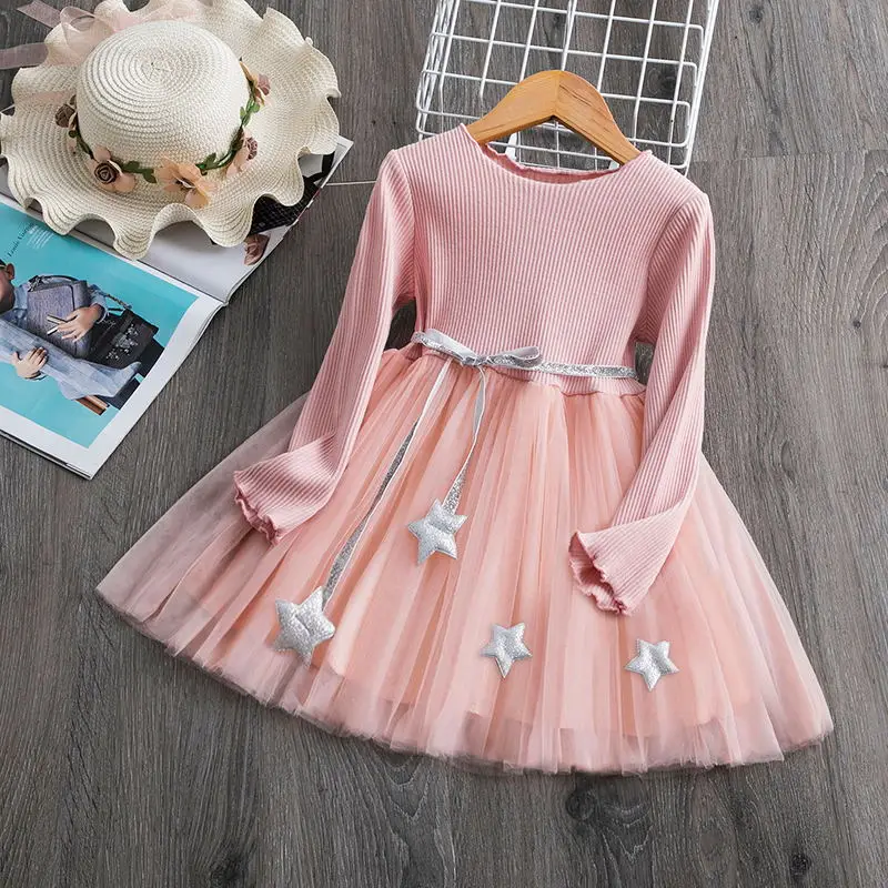 Litter Girls Casual Evening Dress Autumn Long Sleeve Star Clothes 3-8Y Kid Elegant Party Pink Cotton Tutu Costume Children Gown 
Litter Girls Casual Evening Dress Autumn Long Sleeve Star Clothes 3-8Y Kid Elegant Party Pink Cotton Tutu Costume Children Gown