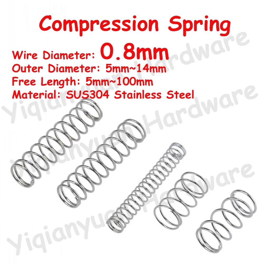 5Pcs~10Pcs Wire Diameter φ0.8mm SUS304 Stainless Steel Cylidrical Coil Compression Spring Rotor Return Compressed Springs
5Pcs~10Pcs Wire Diameter φ0.8mm SUS304 Stainless Steel Cylidrical Coil Compression Spring Rotor Return Compressed Springs