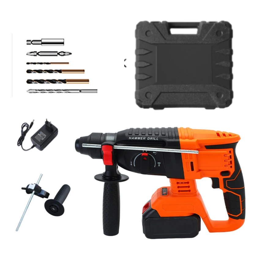 

Power hammer drills, stepless speed regulation rotary hammer drill, soft rubberized handle cordless electric rotary hammer drill