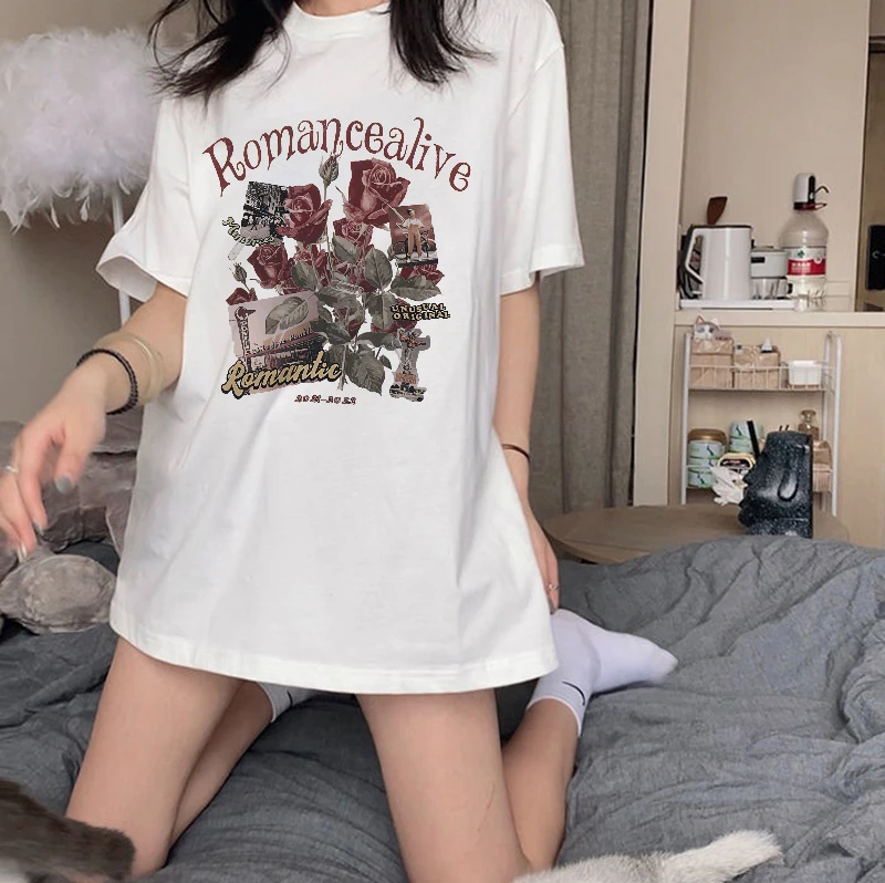 Women's T-shirt Alphabet Print Short Sleeve T Shirt Women Harajuku Vintage Streetwear Loose Y2k Tops Summer Aesthetic Tees Tops
Women's T-shirt Alphabet Print Short Sleeve T Shirt Women Harajuku Vintage Streetwear Loose Y2k Tops Summer Aesthetic Tees Tops