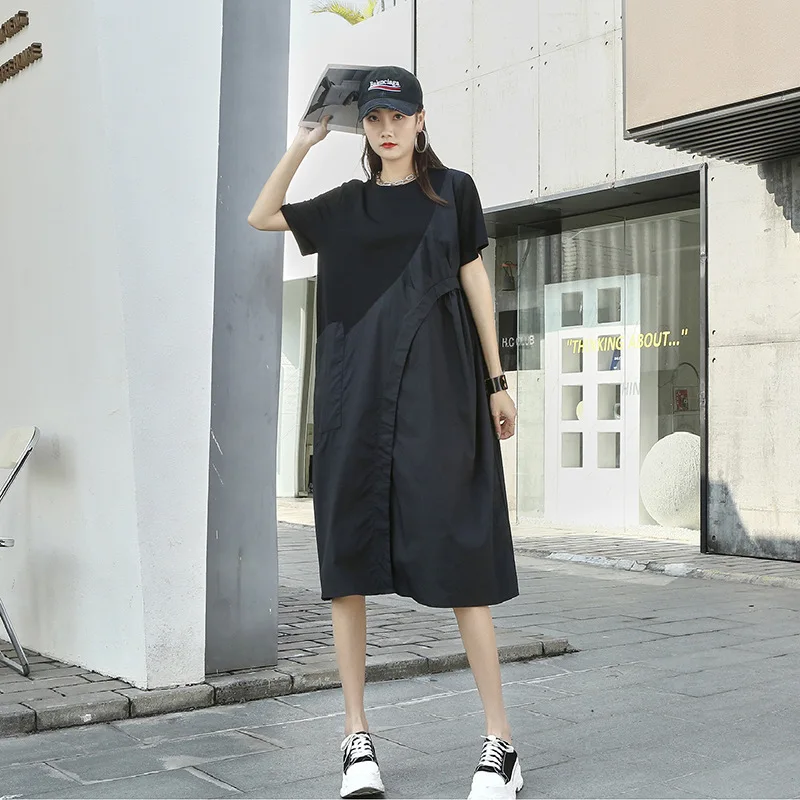 SuperAen 2022 Short Sleeved Loose Patchwork Fashion A-line O-Neck Casual Dress for Women 
SuperAen 2022 Short Sleeved Loose Patchwork Fashion A-line O-Neck Casual Dress for Women