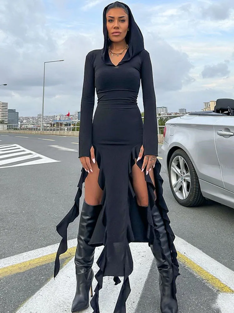 Sibybo Maxi Hooded Vestido Fashion Personalized Street Autumn Winter Asymmetrical Hemline Long Sleeve Slim Fit Wrapped Hip Dress 
Sibybo Maxi Hooded Vestido Fashion Personalized Street Autumn Winter Asymmetrical Hemline Long Sleeve Slim Fit Wrapped Hip Dress
